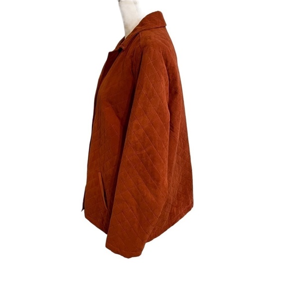 Lemon Grass Rust Orange Quilted Long Sleeve Barn Jacket Button Front. Large Tall - Picture 4 of 12